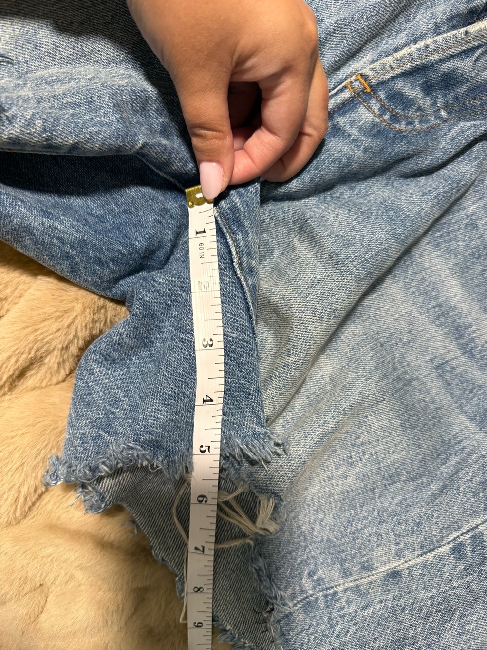 Denim Forum Ex Boyfriend High-Rise Distressed Jean Shorts- light blue - Picture 4 of 6